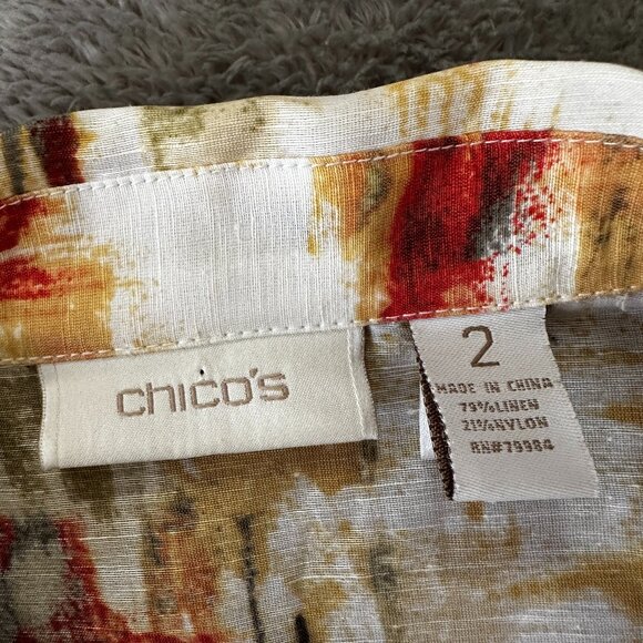 Chico's Linen Blend Jacket Women's size 2 Large 12/14 - Picture 3 of 5